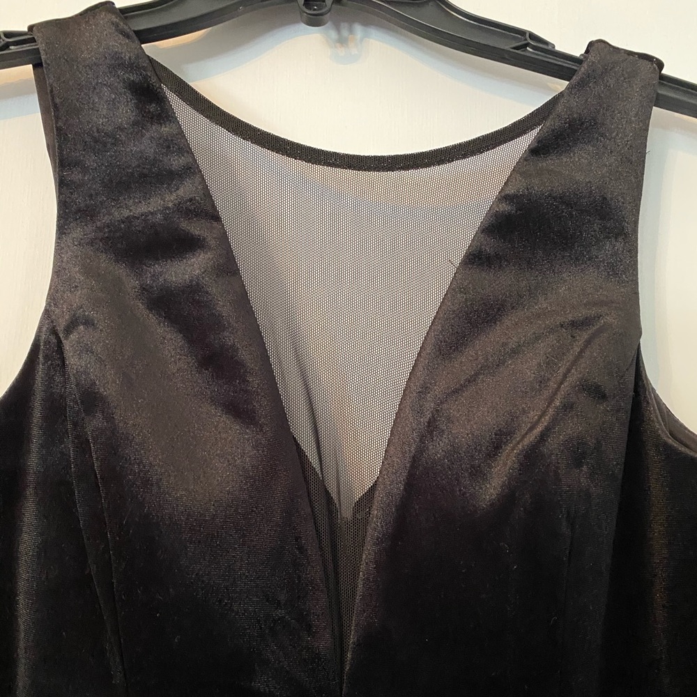 Deep V Black Velvet Gown
